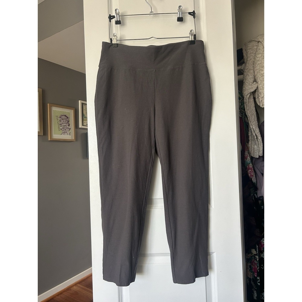 Eileen Fisher Womens Gray Washable Stretch Crepe Ankle Pull-on Pants Sz L Petite